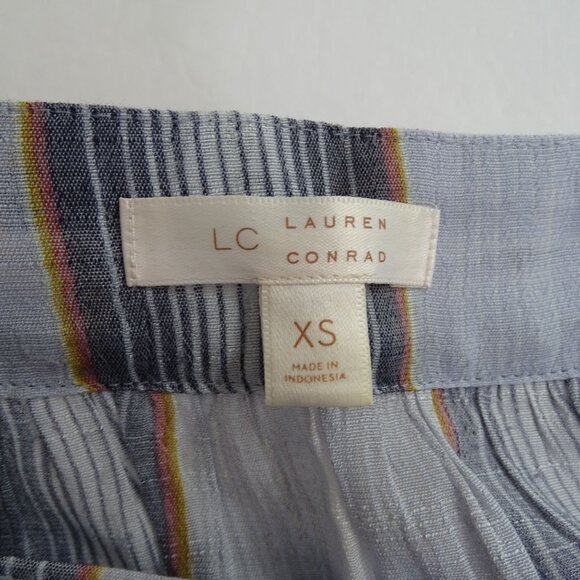 LC Lauren Conrad Long Sleeve Gray Plaid Blouse Women Size XS Square Neckline - Picture 5 of 11